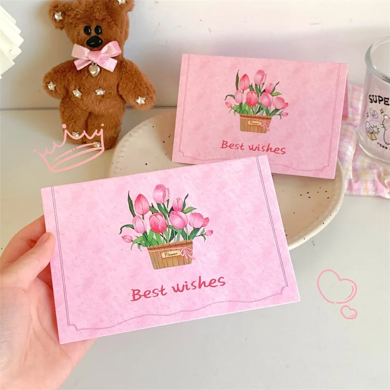 2pcs Cute Cartoon Animal Rabbit Rose Paper 3D Greeting Card and Envelope for Kids Adult Teacher Happy Birthday Gift Card