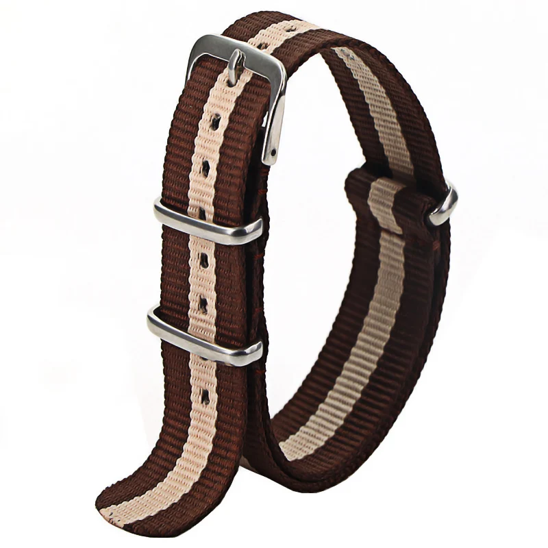 Nylon Army Sports Watch Strap – Black Adjustable Belt with Buckle