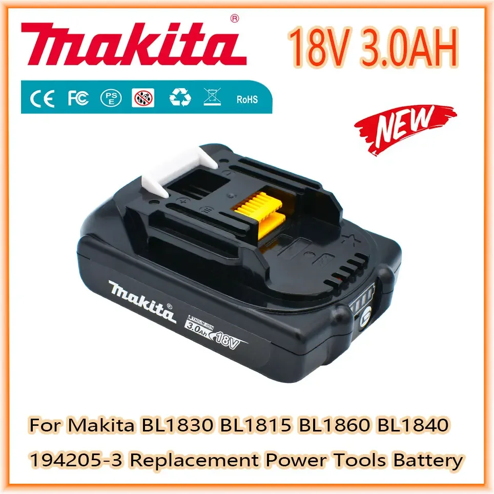 

Makita Rechargeable 18V 3.0Ah Li-Ion Battery For Makita BL1830 BL1815 BL1860 BL1840 194205-3 Replacement Power Tools Battery