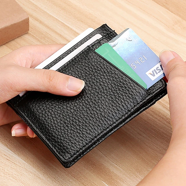 Slim Leather Wallet Credit ID Card Holder Purse Money Case For Men Women  2023 Fashion Bag Thin Small Kreditkartenetui - AliExpress