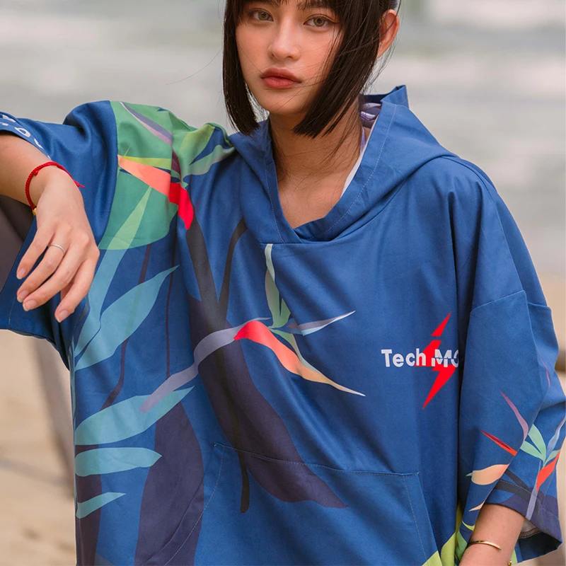 Nu-June-Microfiber Changing Bathrobe Cloak Beach Poncho Towel Absorbent Quick-Drying Hooded Surf Bath Towels Outdoor