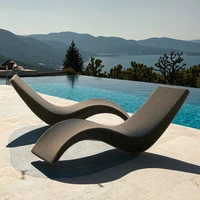 Modern Rattan Sun Loungers for Outdoor Pool Garden Beach Courtyard Hotel & Villa Wood Chaise Lounge Chairs 3