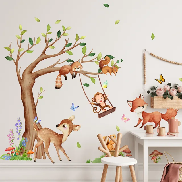 Lion Wall Stickers for Kids Rooms Cartoon Large Animal Wall Stickers