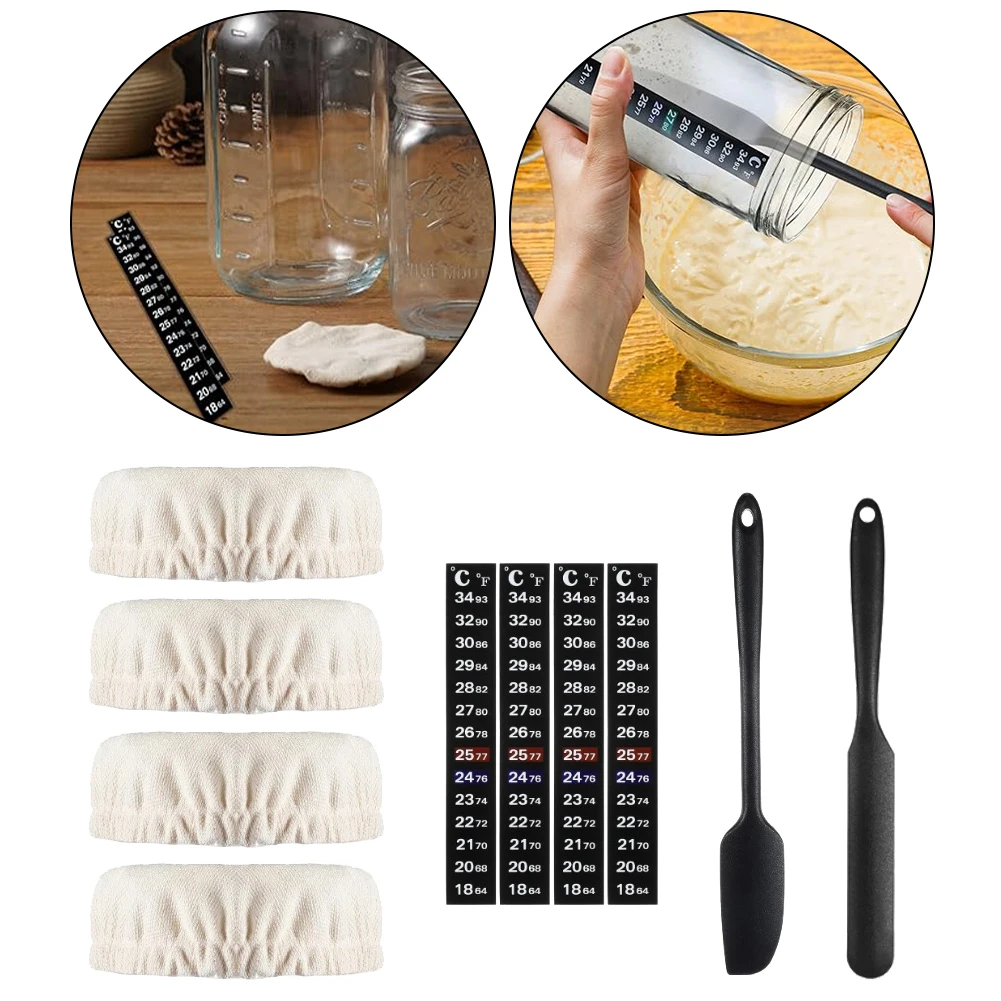 Sourdough Starter Kit Feeding Day Tracker Band Fits 3-4 Inch Diameter Jars Dough Scraper Spatula Baking Supplies