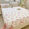 1pc White Bottom Heart Love Patterned Fitted Sheet,Matte Bedsheet, Bedroom Printed Bedspread, Bedding (Excluding Pillowcase) 6