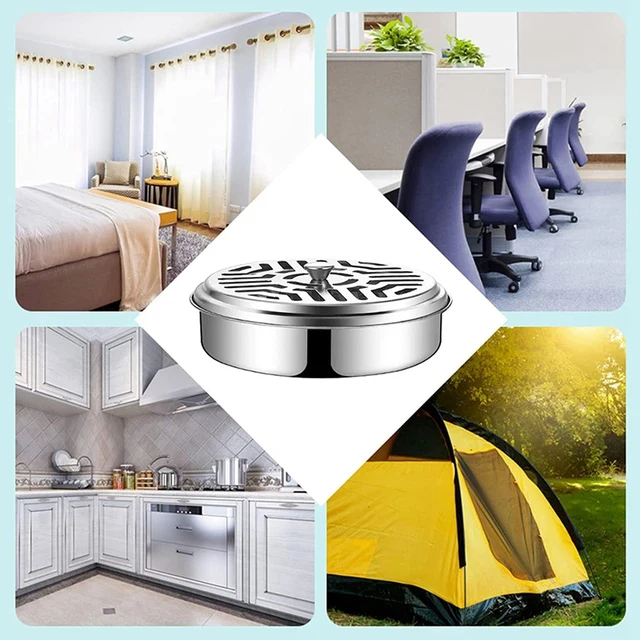 2X Rozsdamentes Acél Tartó A Szúnyog Tekercsekhez, Tűzálló Spirál Tartály, Hordozható Fém Tekercs - Image 2