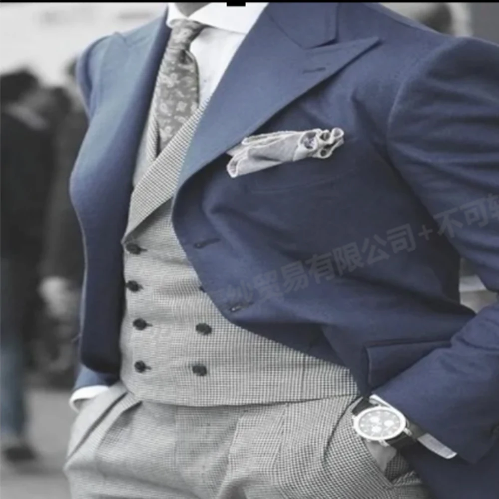 Custom Made Coat Pant Design Hound Stooth Mens Vests GroomWear Tuxedo Wedding Suits for Men Blazer Masculino 3PCS