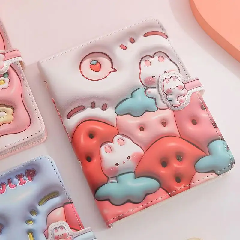 Caderno Bonito dos Desenhos Animados com Fivela Magnética Coelho Página de Cor Ilustração Capa Macia Diário Agenda Planner Bloco de Notas - Imagem 3