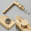 Brushed Golden Bathtub Faucet Deck Mounted Tub Mixer Tap Rotating Spout Bath Shower Set with Handshower Head Bathroom Mixer Tap 3