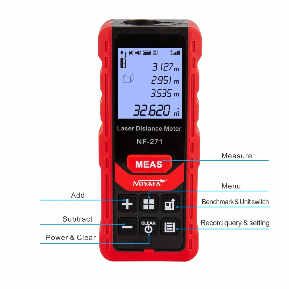 Noyafa NF-271 Laser Distance Meter 40M 80M Rangefinder Tape Range Finder Measure Device Digital Ruler Test Tool — view 5