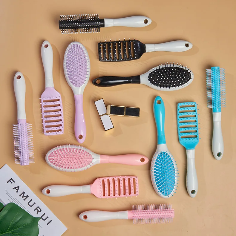 White Curly Hair Hollow Activity Gym Untangling Hairdressing Combs Cute Japanese Korean Massage Anti-screw Plastic Hair Brushs