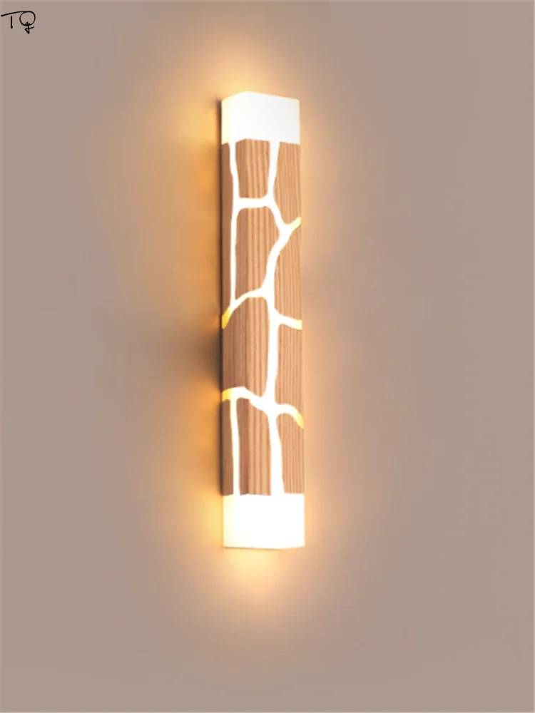

Японский простой креативный настенный светильник из твердой древесины с трещинами, прикроватная настенная лампа для спальни, гостиной, кабинета, кафе, балкона
