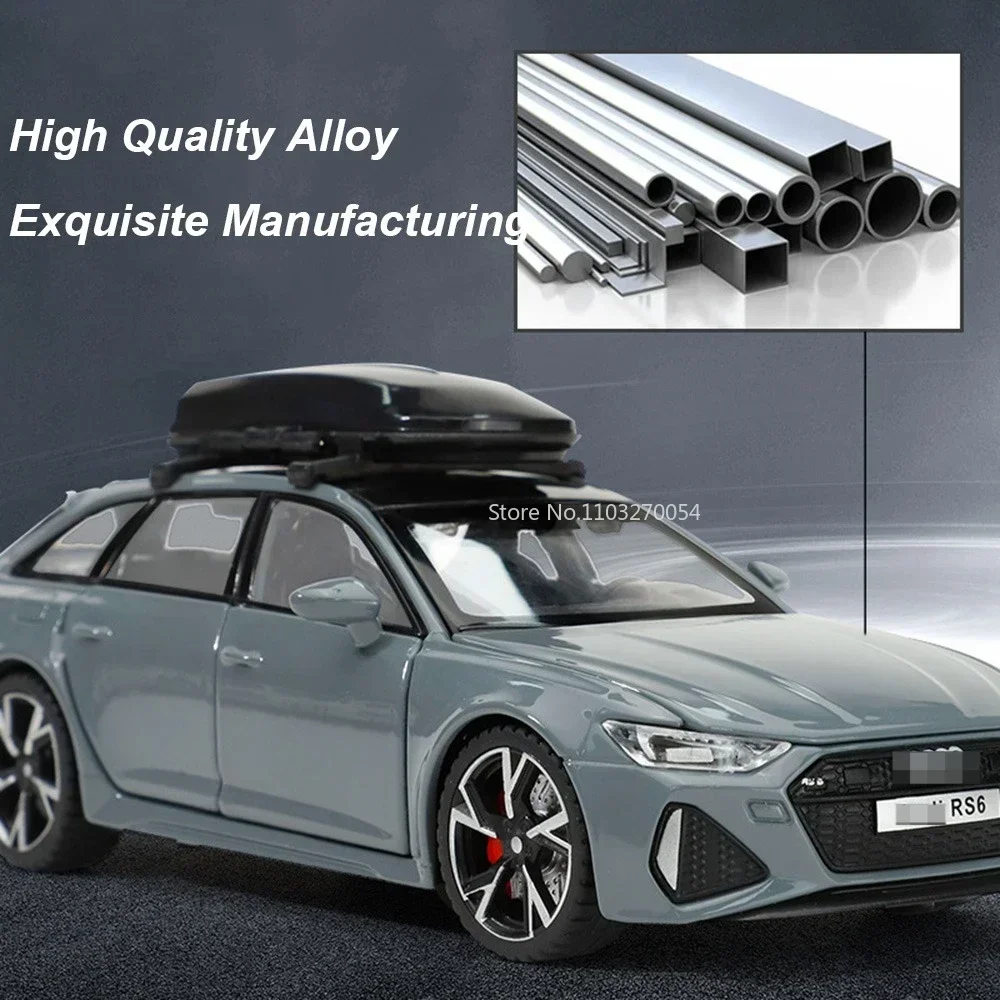 1/32 RS6 RV Simulation Alloy Models Car Toy Metal Diecast With Pull Back Sound And Light Vehicles For Boys Toys Gifts Collection 5