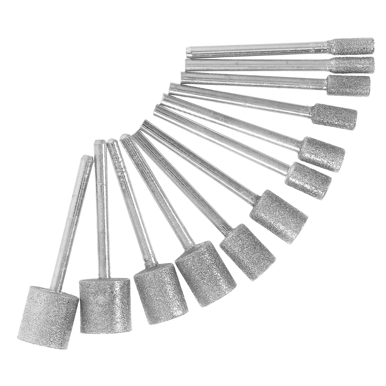 12 Pcs Diamond Grinding Head Drilling Bit Replacement Suite Silver Alloy Carving Bits