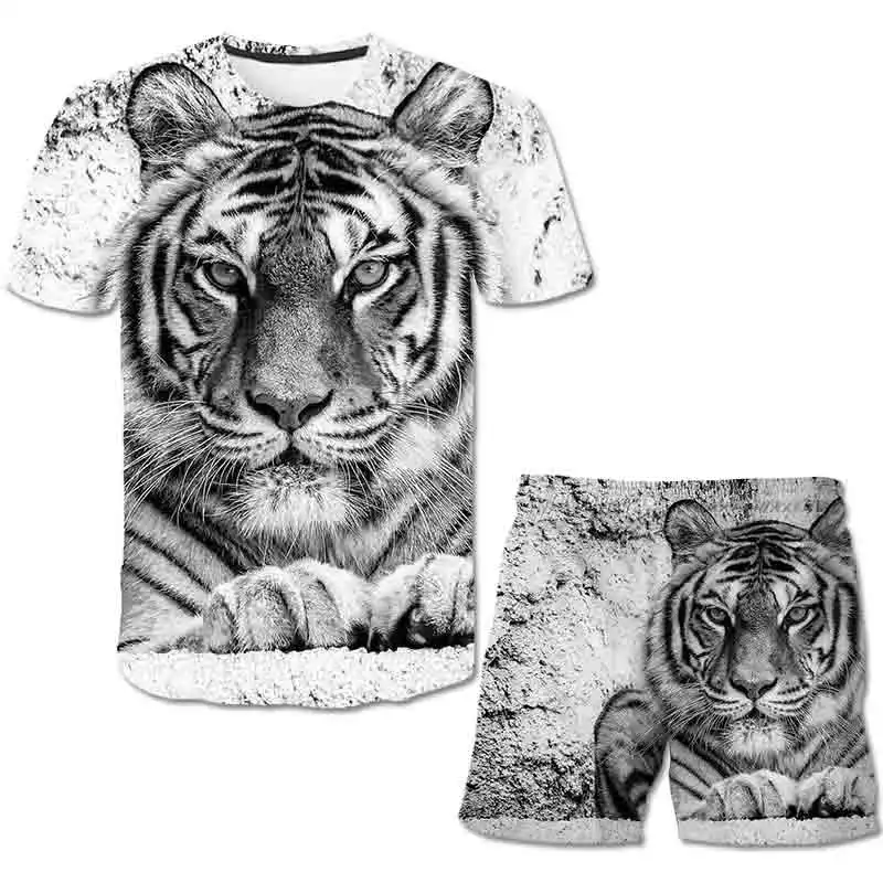 

Girls Summer Children Animal Cool Tiger Clothing Sets Shorts Short Sleeve T Shirt Baby Boys Clothes Outfits for 3-14Yrs