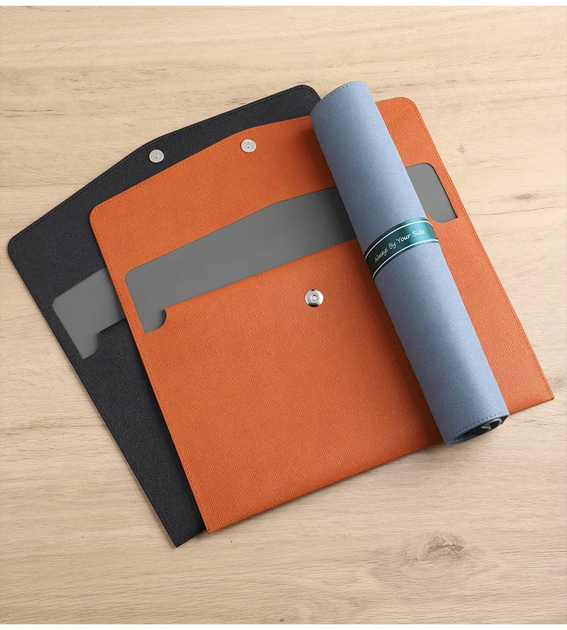 Customization Name Waterproof Pu Leather A4 Business Briefcase File Folder Document Paper Organizer Storage Bag