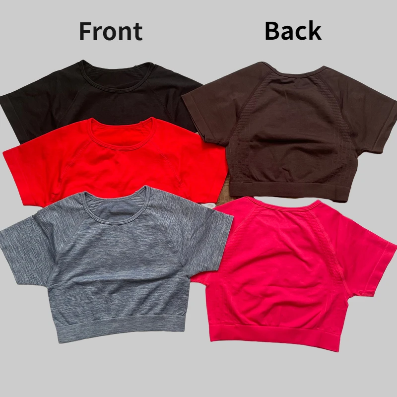 Seamless Yoga Shirt Women Fitness Short Sleeve Crop Top Workout Tops Gym Clothes Sportswear Cycling Running T-shirts