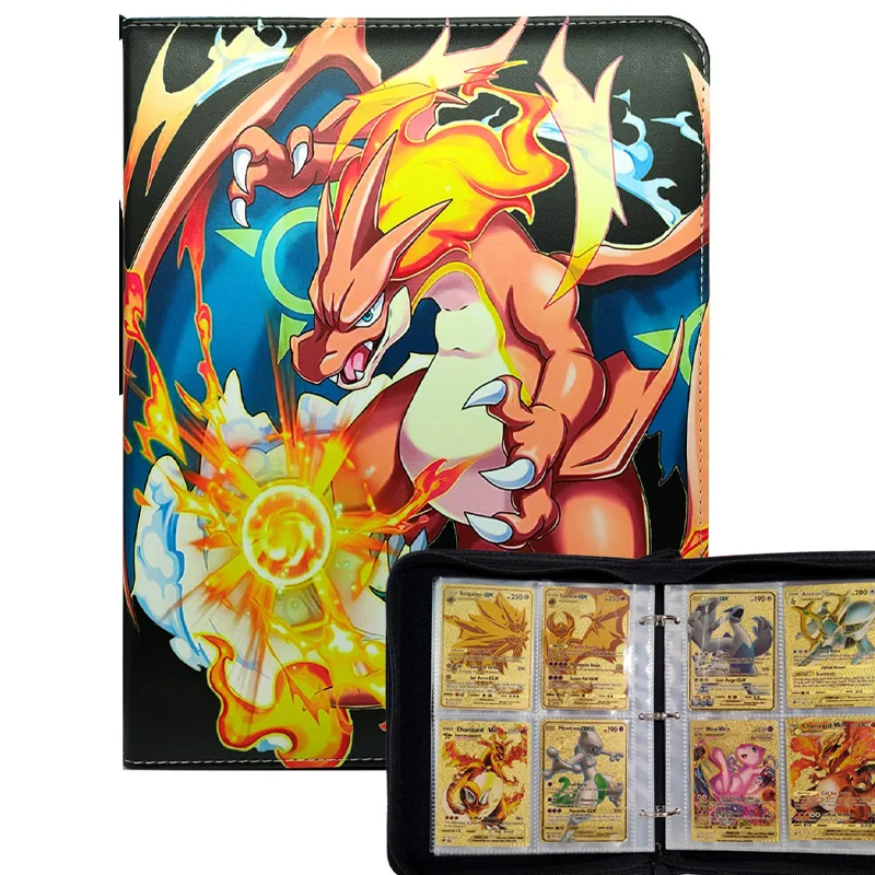 

Anime Pokemon Ptcg Charizard Mew Squirtle Anime Jiugongge Collection Diy Acg Card Album Anime Peripheral Birthday Gift
