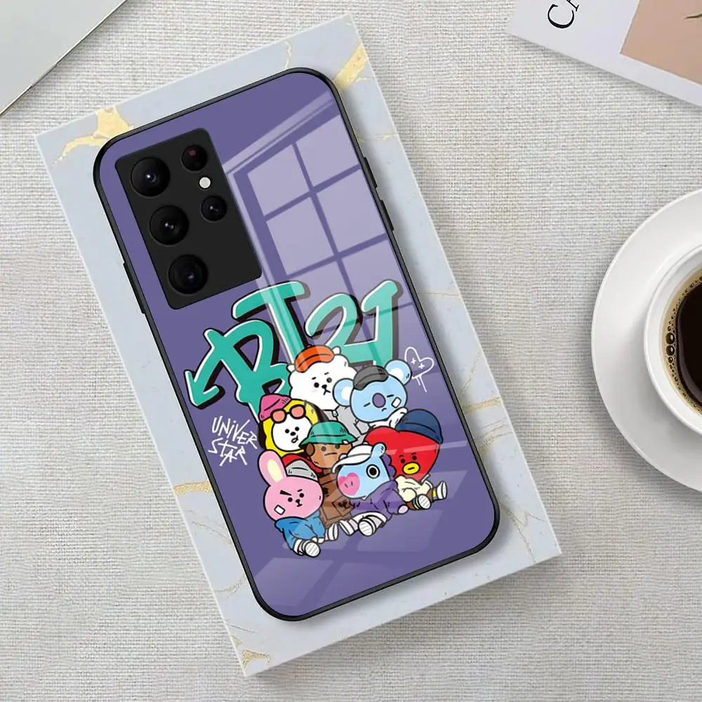 Kpop A-B-BT21-S Phone Case with Glass Cover – Sleek Design and Durable Protection