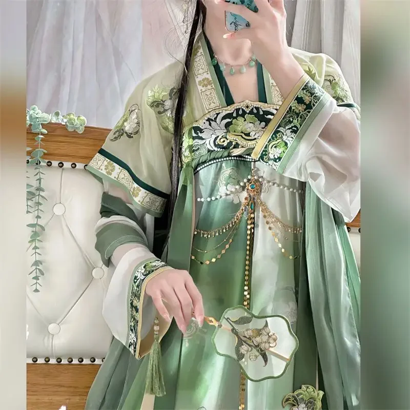 

Chinese Hanfu Dress Women Halloween Carnival Fairy Cosplay Costume Ancient Traditional Hanfu Green Sets Dance Dress Plus Size XL