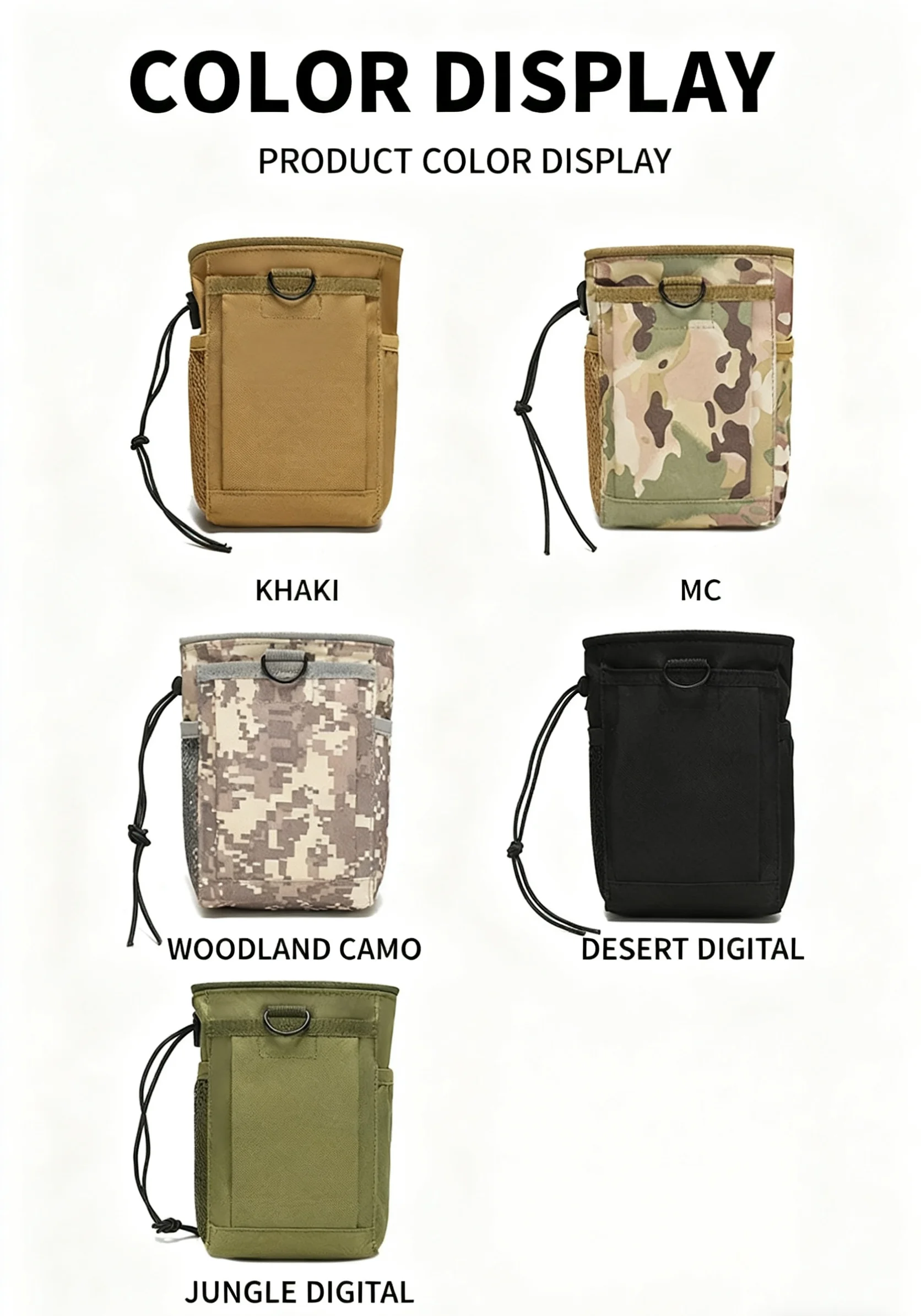 Neue taktische Molle-Dump-Tasche für den Außenbereich, 3-5 l, Camo-Design, 600D Nylon, recycelbare Hüfttasche, tragbare Aufbewahrungstasche für Jagd- und Outdoor-Zubehör – Detail 2
