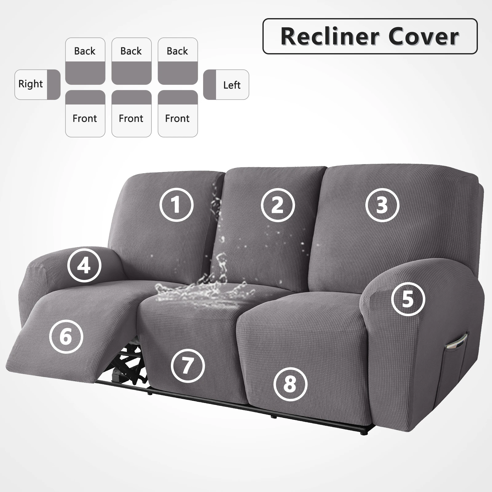 Recliner Sofa Cover Water Repellent Stretch Jacquard Armchair Sofa