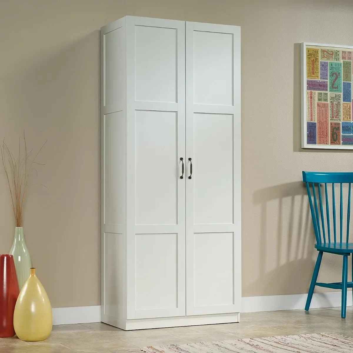 Storage Cabinet, L: 29.61" x W: 16.02" x H: 71.50", White Finish 2