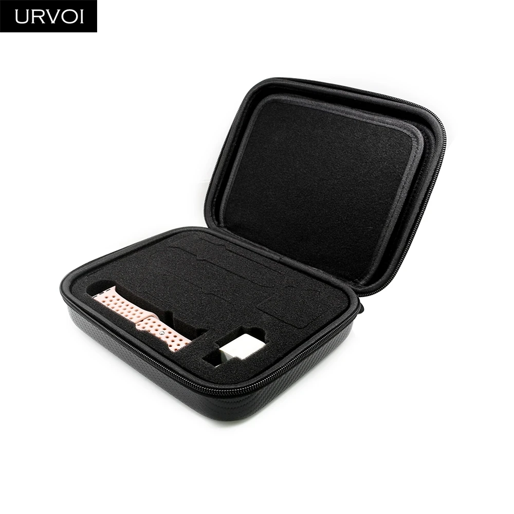 URVOI Watch Band Portfolio for Apple Watch band Carbon fiber grain nylon box strap storage bag displays velvet inner collection