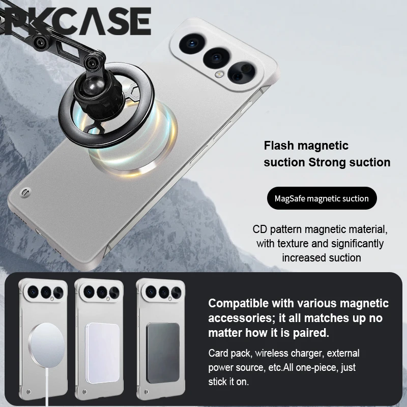 Enhanced Metal Magnetic Frameless Shockproof Wireless Charging Phone Case