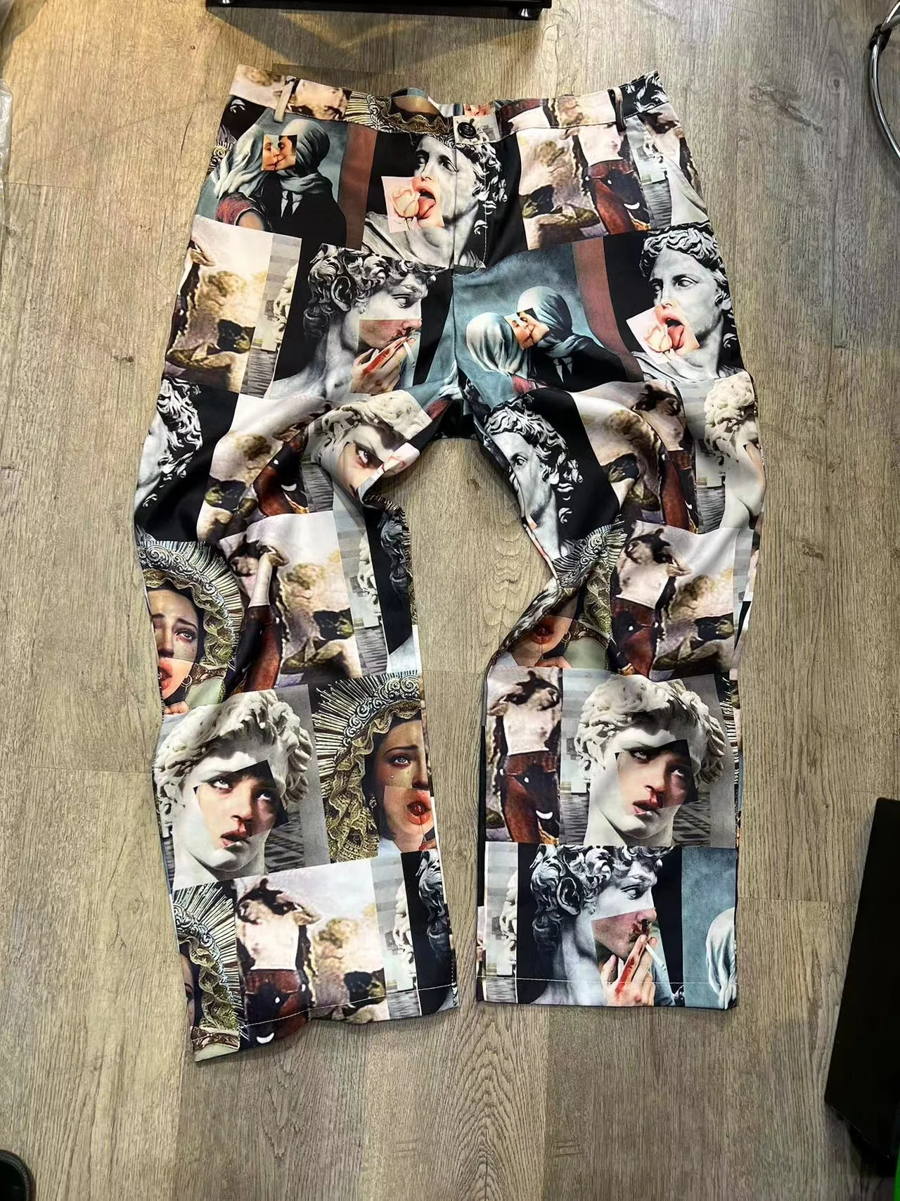 New Spring Autumn Men Pants Streetwear Printed Pants Straight Loose Mid Waist Casual Trousers Men Fashion Full Length Male wide leg pants men dress pants