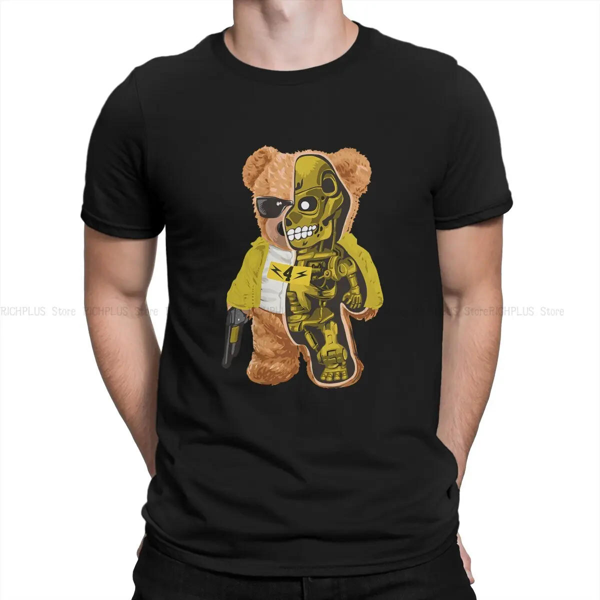 

Novelty Unique TShirt Teddy Robot Leisure Polyester T Shirt Summer T-shirt For Men Women