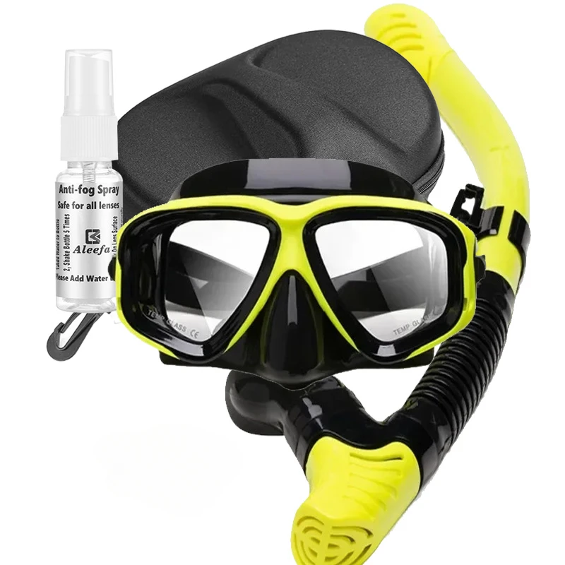 Diving Mask Scuba Snorkel Set Explosion-Proof Myopia Lens Anti-Fog Adult Swimming Easy