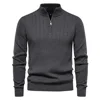 2024 New Autumn and Winter European Size Stand Collar Men's Sweater Half Zipper Solid Color Sweater High Quality Pullover 2