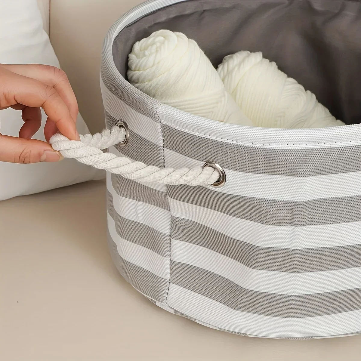 1pc-Foldable Striped Pet Toy Basket Dog Toy Storage Box