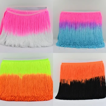 20cm frangia nappa taglio latino Dip Dye Omble Rayon Macrame pizzo Samba DanceWear rifiniture per cucire colore misto