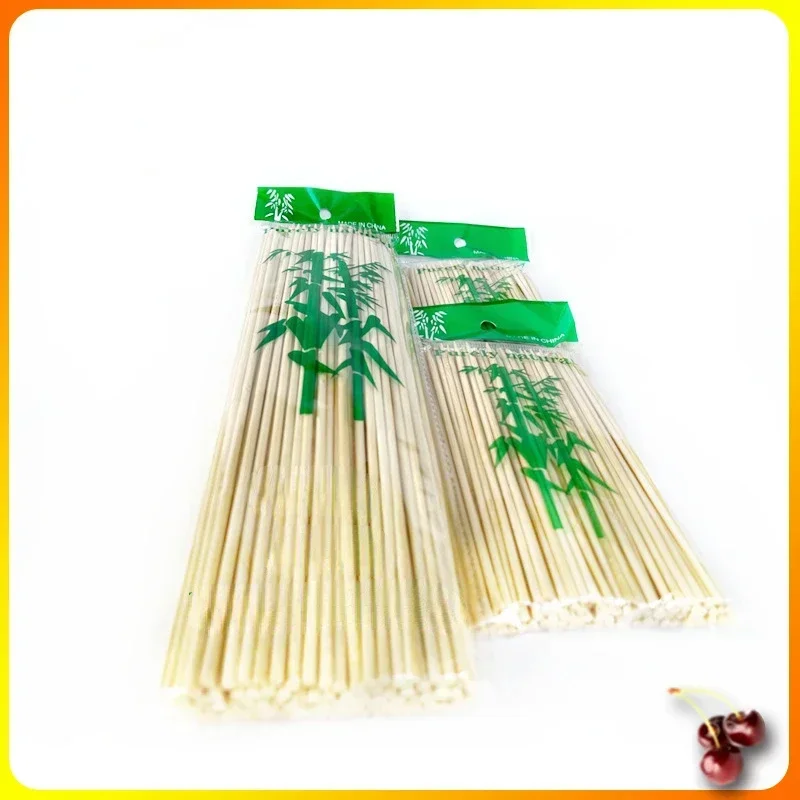 100pcs Bamboo Wooden BBQ Skewers Food Bamboo Meat Tool Barbecue Party Disposable Long Sticks Catering Grill Camping