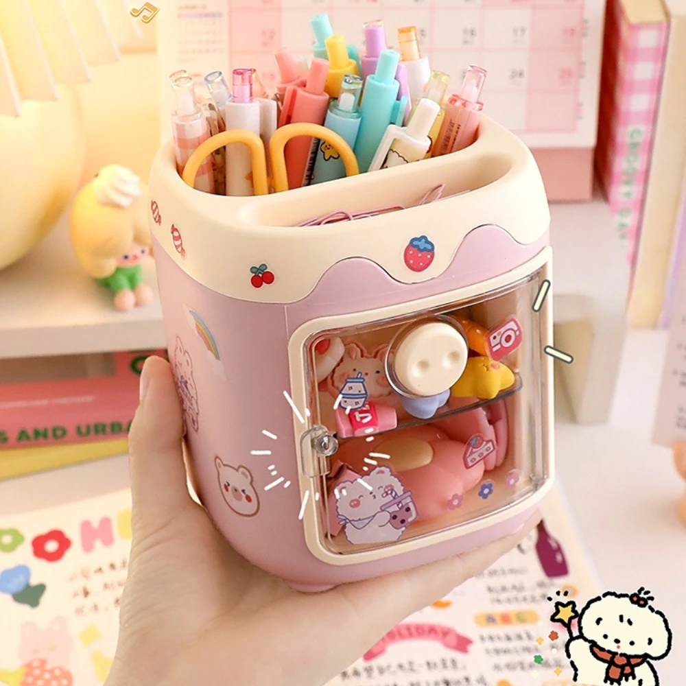 Creative Multi-grid Pig Pen Holder Desk Organizer Cute Multi-functional Office Desk Stationery Pen Holder Pencil Stand Organiser