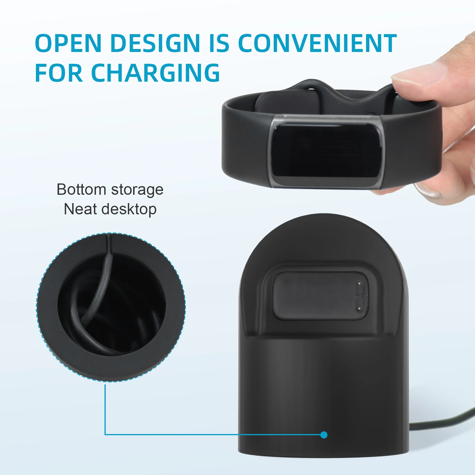 Fitbit Charge 6 Charge 5 Luxe용 실리콘 충전기 스탠드 충전 방법을 더욱 간편하게 만들어주는 컴팩트한 교체용 충전기 독