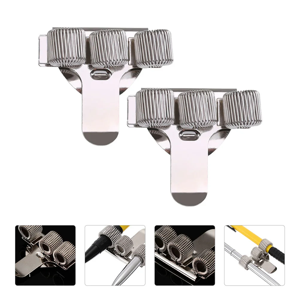 

2pcs Professional Pencil Holder Metal Pen Holder Pocket Clip Triple Pen Holder