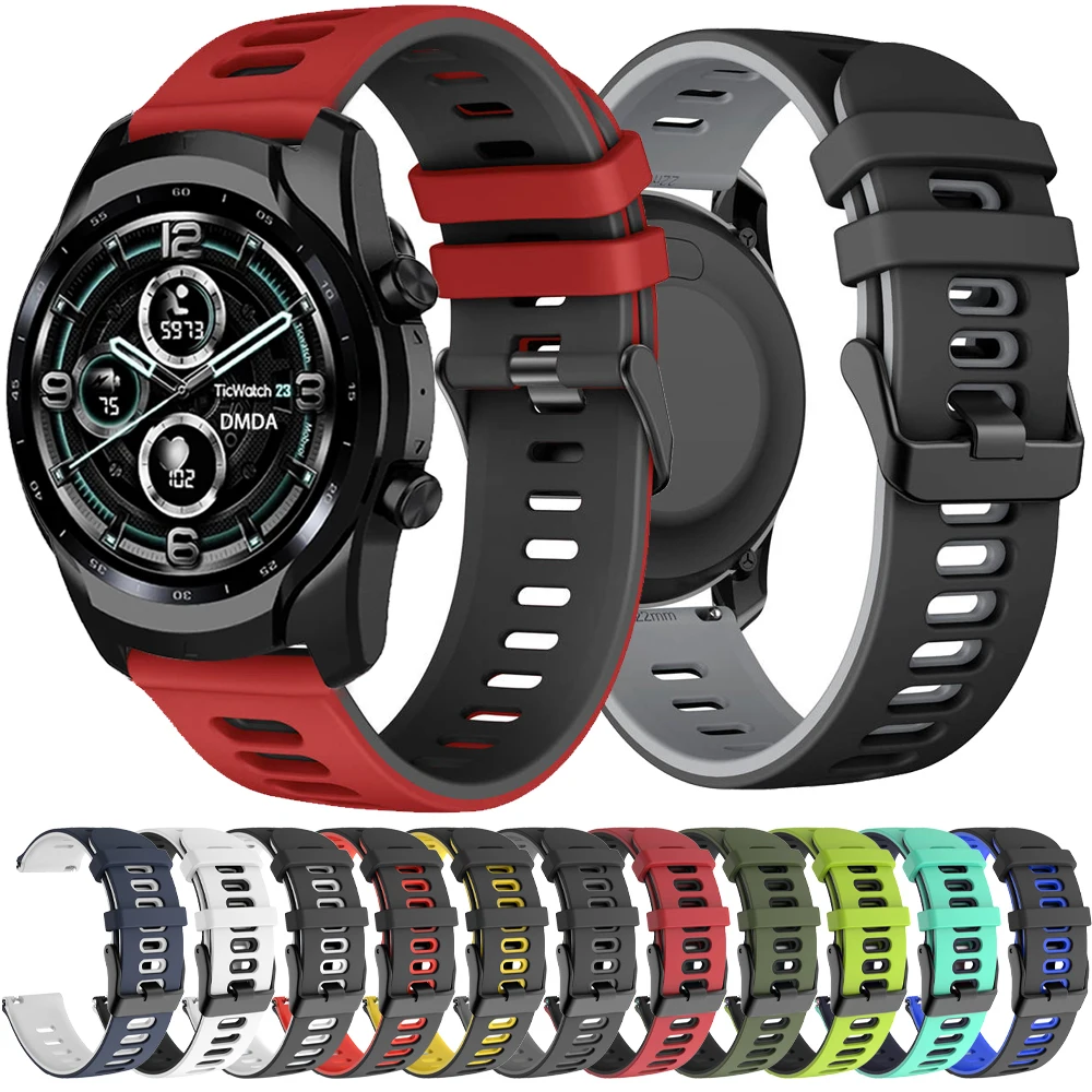 Cinturino per Ticwatch GTX/E2/S2/Pro 3/Pro 3 Ultra GPS/Pro 3 LTE/Pace 3, 22mm Silicone Sport Bracciali Cinturini di Ricambio per Coros Apex 46mm/Apex 2 Pro/Apex Pro