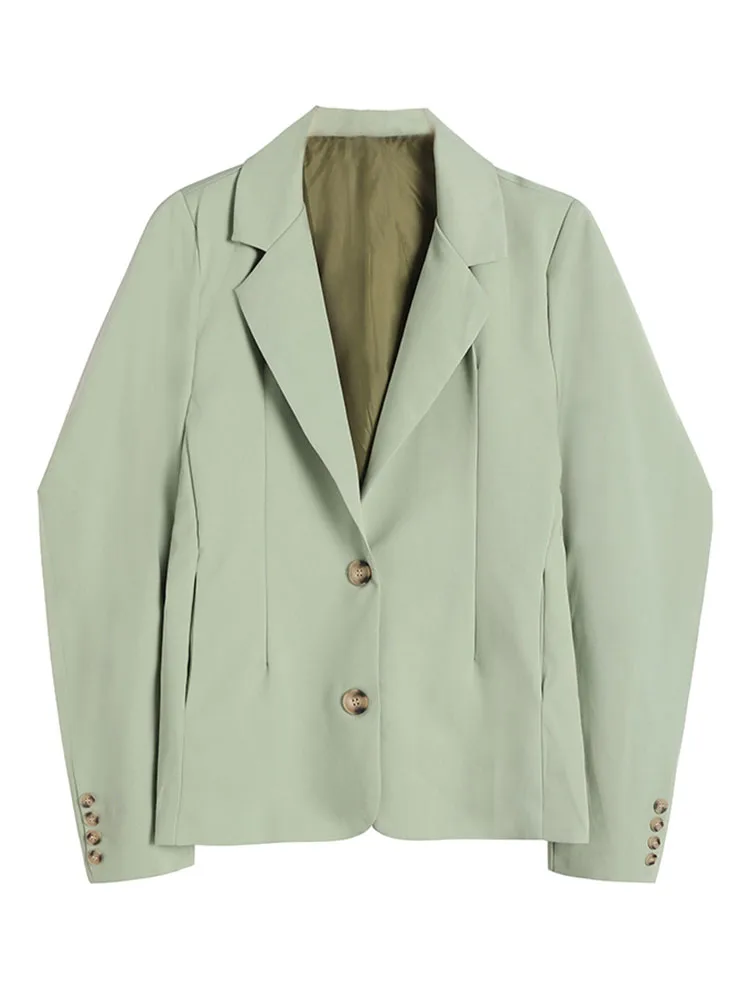 

Women Blazer Korean Version Vintage Notched Collar Long Sleeve Suit Coat 2022 New Spring Autumn All-Match Casual Outerwear