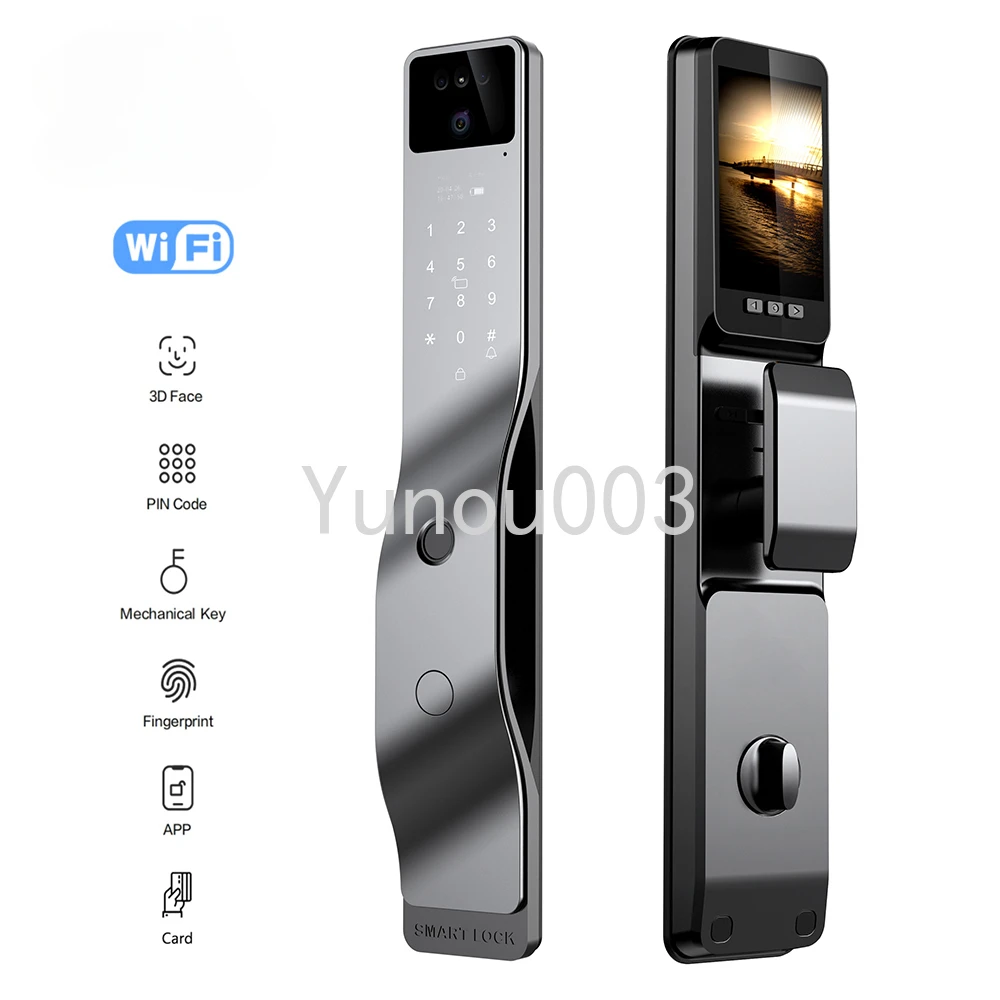 

Door Lock Security Face Camera Monitor Intelligent Fingerprint Password Biometric Electronic Key Unlock Smart 3D Face