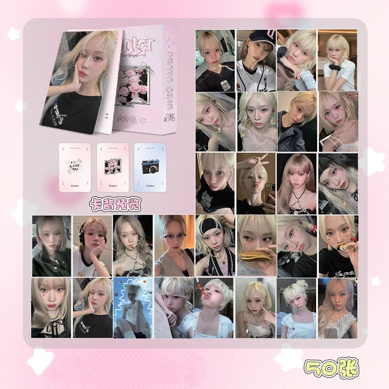 50Pcs/Set Idol Girl Group Laser Photocards New Album Lomo Cards High Quality Double Sided Printd Postcard Fans Collection Gifts lomo cards album cards bookmark postcard