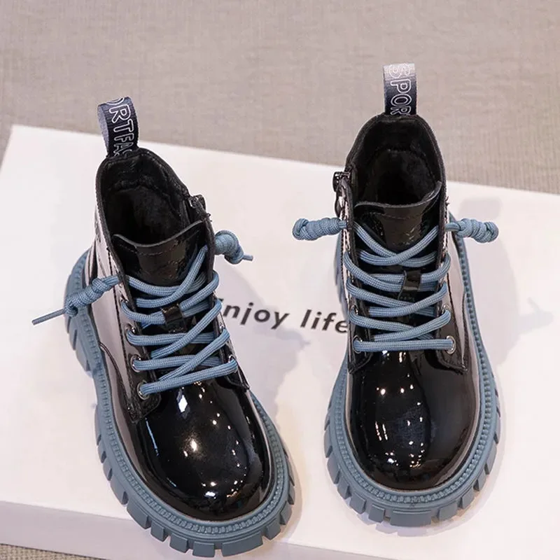 Children Boots Children's Boots Boys Girls Single Boots England Style Kids Fashion Shiny Small Short