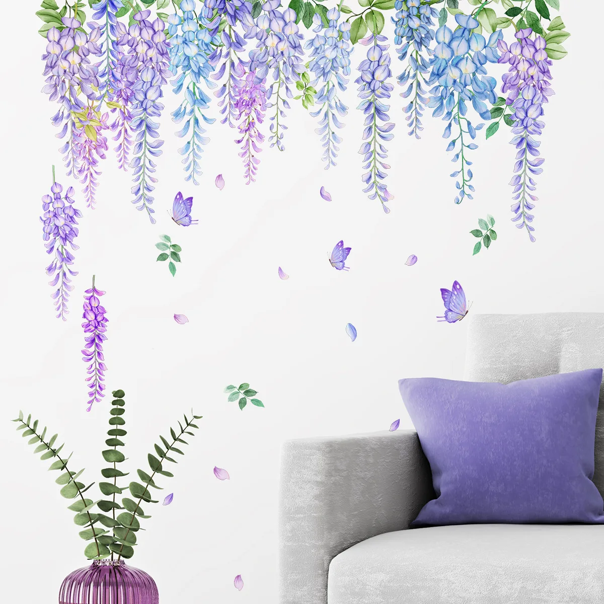 30*90cm Plant Vine Butterfly Wall Stickers Living Room Bedroom Background Wall Home Decorative Wall Stickers Wallpaper Ms3035 beibehang photo mural wallpaper home decor photo background wall paper photography fantasy green purple flower hotel bathroom