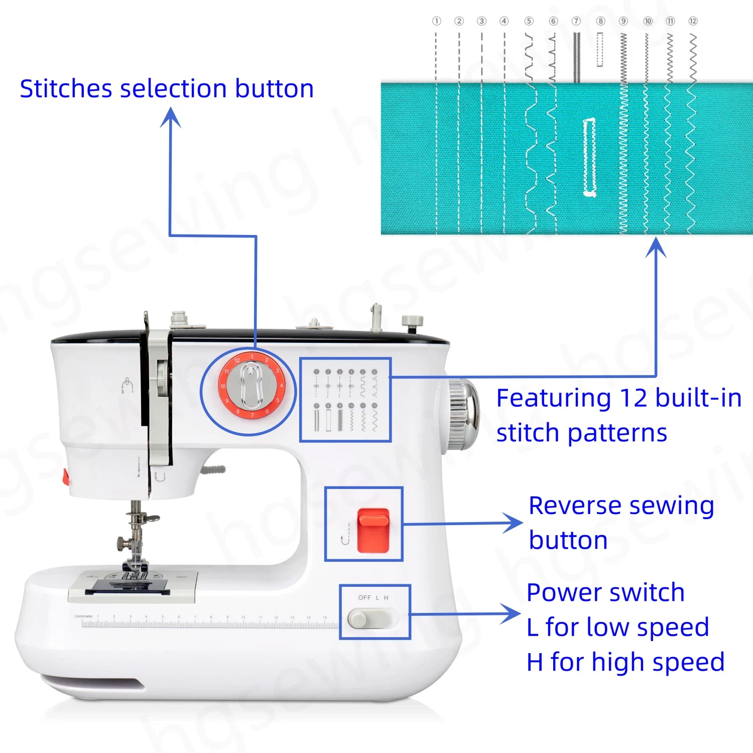 MOQ=1 VOF 519 12 stitches mini household domestic overlock zigzag clothes jeans sewing machine