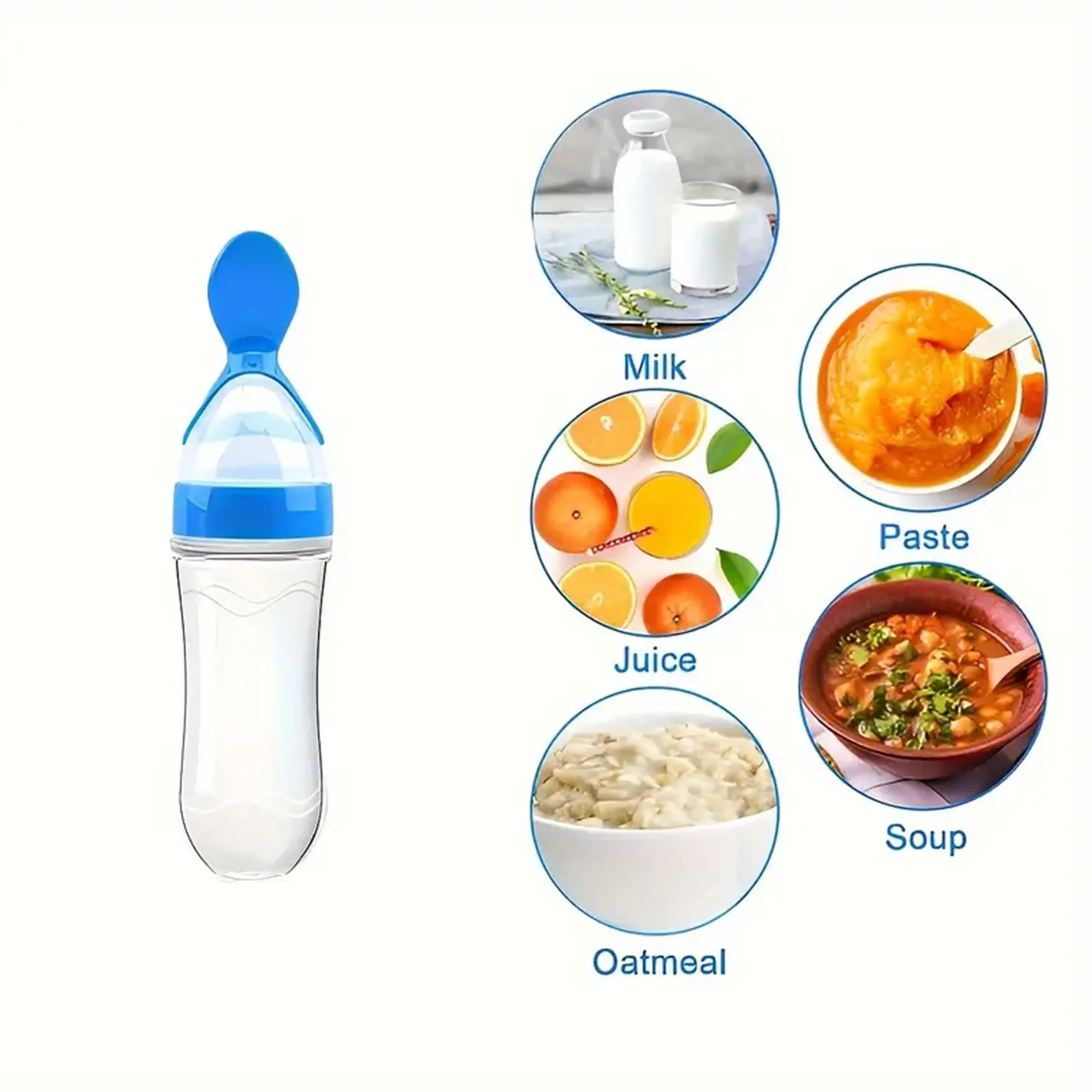 Baby Silicone Rice Paste Spoon Rice Powder Complementary Food Tools Squeeze Baby Feeding Spoon Fruit Puree