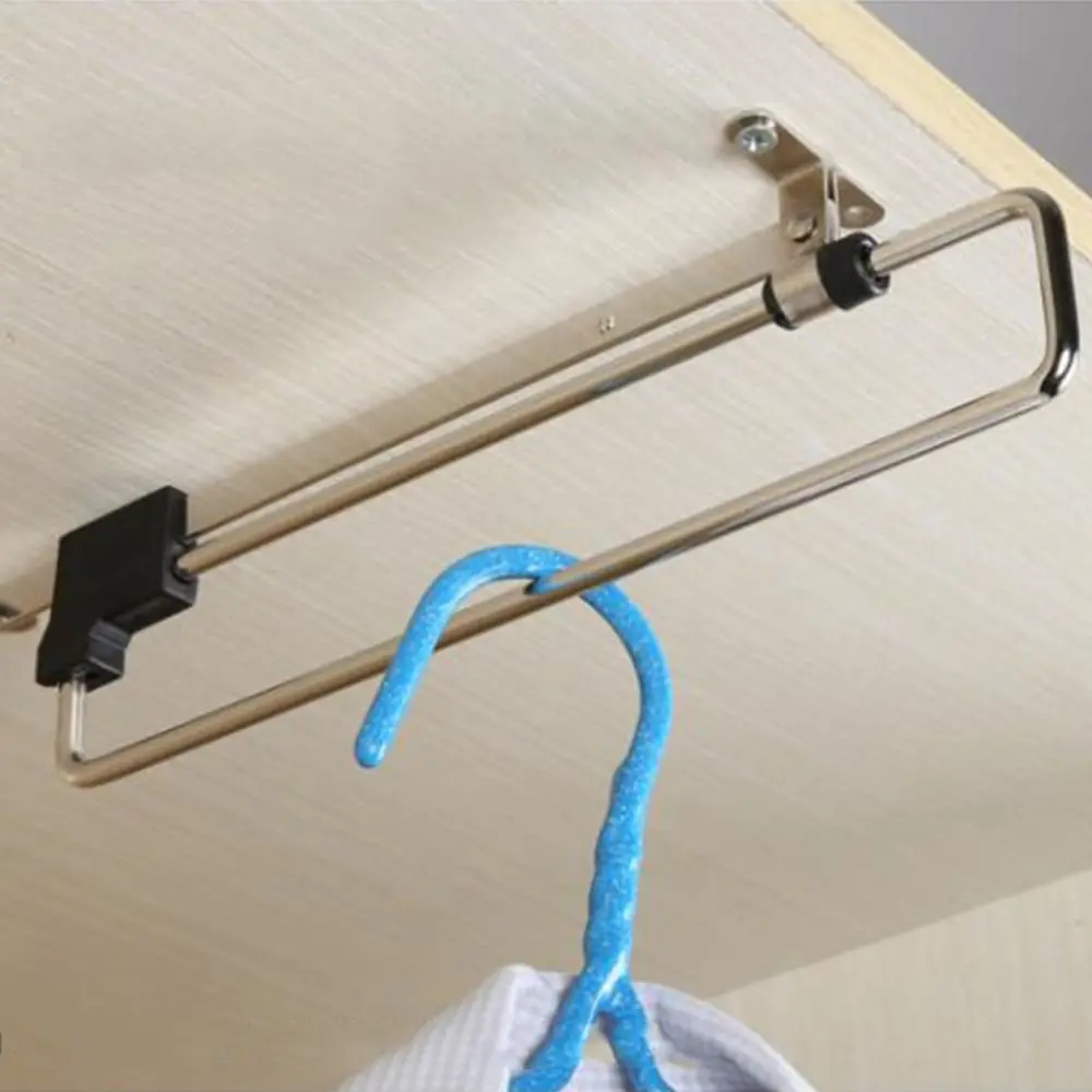 Adjustable Iron Telescopic Heavy Duty Extending Hanging Clothes Hanger Clothes Rod Closet Rod Cabinet Organizer 3