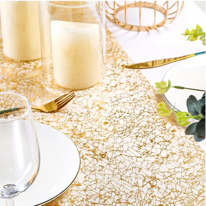 Gold Table Runner Metallic Glitter Table Cloths Runner Metallic Roll Rectangle for Birthday Wedding Home Christmas Table Decor