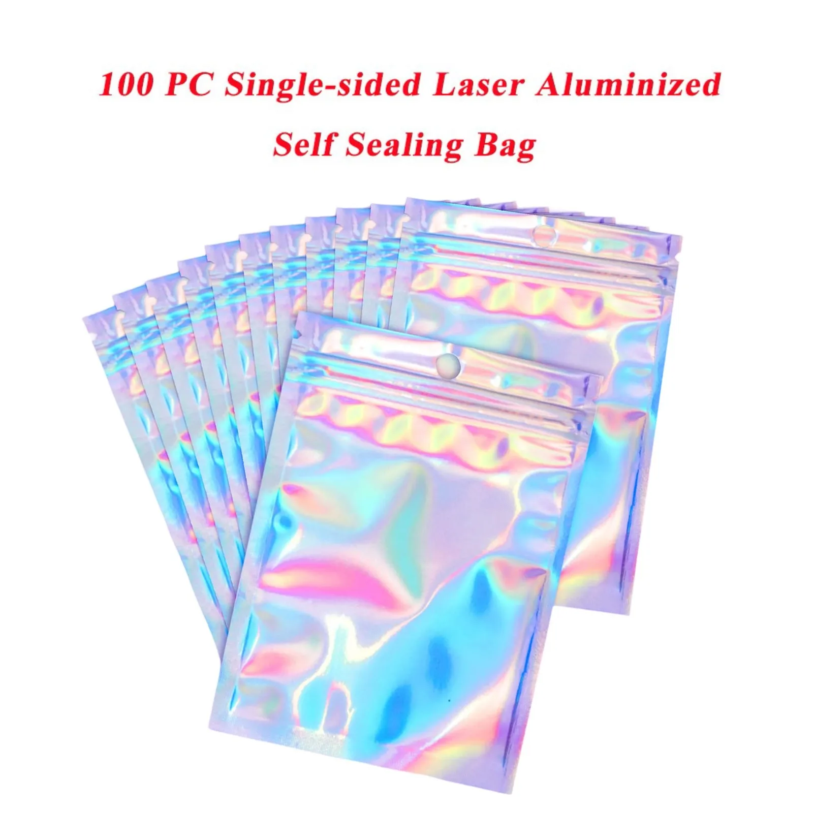100pcs Reusable Sealable Polyester Film Bags Odor Aluminum Foil Zipper Pouches For Food Eyelashes Candy Bath Divided Turntable 5